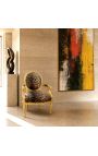Sillón barroco Louis XVI Tela de leopardo estilo y madera dorada. - 7