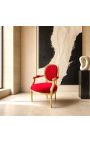 Poltrona barocca Louis XVI Stile velluto rosso e legno d'oro - 10