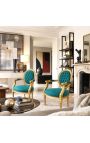 Barokk-tugitool Louis XVI stiilis roheline samet ja kullatud puit - 4