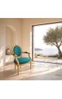 Poltrona barocca Louis XVI Stile velluto verde e legno dorato - 6