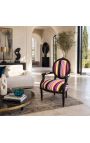 Fotoliu baroc Louis XVI Fabric multicolor dungat și lemn negru - 4