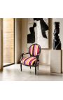Poltrona barocca Louis XVI Tessuto a righe multicolore e legno nero - 10