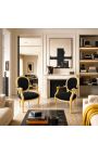 Barockfåtölj Louis XVI stil svart sammet och förgyllt trä - 2