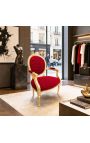 Barokni naslonjač Louis XVI stil burgundy baršun i zlatno drvo - 7