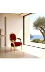 Sillón barroco Louis XVI Estilo Borgoña Velvet y Madera de Oro - 11