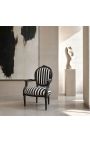 Fotoliu baroc Louis XVI alb-negru dungat și negru - 10