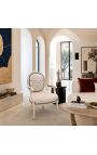 Sillón Louis XVI Velocidad beige de estilo y madera lacada beige. - 2