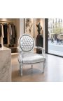 Барочное кресло Louis XVI style silver leatherette and silver wood - 12