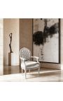 Барочное кресло Louis XVI style silver leatherette and silver wood - 10