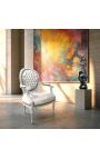 Барочное кресло Louis XVI style silver leatherette and silver wood - 8