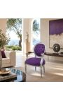 Barokni naslonjač Louis XVI stil ljubičastog baršuna i posrebrenog drva - 3
