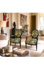 Butaca barroca Louis XVI Estil Medallion Cuir cuir estil decoració i fusta negra