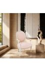 Louis XVI Stil Sessel beige Leinen und beige patiniertes Holz - 9