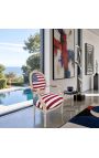 Sillón de estilo barroco de Louis XVI Bandera americana y madera beige - 5