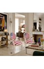 Fåtölj barockstil av Louis XVI Amerikanska flaggan och beige trä - 11