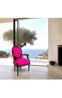 Poltrona barocca Louis XVI Tessuto fucsia e legno nero lucido - 4