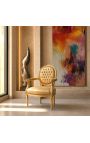 Sillón barroco Louis XVI Tela de oro de estilo satine y madera dorada. - 11