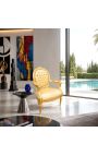 Barokní křeslo Louis XVI style gold satine fabric and golden wood - 7