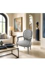 Poltrona barocca Louis XVI Velvet grigio stile e legno laccato grigio - 3