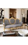 Barockes Sofa samtgrauer Stoff und Goldholz - 13