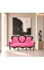 Barocksofa Stoff rosa Samt und schwarz lackiertes Holz - 10