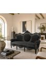 Barocksofa aus schwarzem Samtstoff und schwarz lackiertem Holz - 6