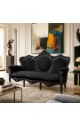 Canapea baroc din catifea neagra si lemn lacuit negru - 12
