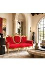 Barock Sofa Stoff roter Samt und vergoldetes Holz - 3