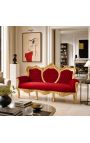 Canapé baroque tissu velours bordeaux et bois doré - 8