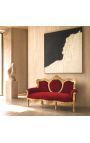 Barock Sofa aus rotem Burgund Samt und vergoldetem Holz - 6