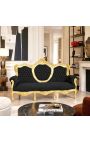 Baroque Sofa black velvet fabric and gilt wood - 9