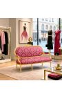 Louis XVI Stil sofa i rød satin med "gobelins" med forgyldt træ - 7