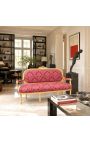 Louis XVI Sofá de estilo en satén rojo con "gobelins" con madera dorada - 2