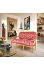 Louis XVI Stil sofa i rød satin med "gobelins" med forgyldt træ - 8