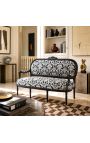 Louis XVI-stil sofa i hvitt blomsterstoff og svart tre - 9