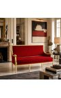 Liudviko XVI stiliaus sofa su bordo aksomu ir aukso mediena - 2