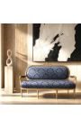 Louis XVI stiliaus sofa mėlynos satino su "gobelinais" su auksuota mediena - 5