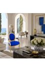 Barocksessel Louis XVI Blaue Samt und Goldholz im Stil - 3
