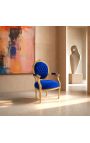Barocksessel Louis XVI Blaue Samt und Goldholz im Stil - 8