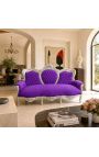 Barokinė Sofa violetinis aksominis audinys ir medžio sidabras - 2