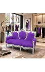 Canapé baroque tissu velours mauve et bois argenté - 6