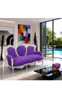 Canapé baroque tissu velours mauve et bois argenté - 5