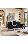 Barock Sofa Stoff schwarzer Samt und silbernes Holz - 9
