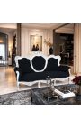 Canapé baroque tissu velours noir et bois argenté - 4