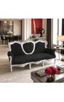 Sofá barroco con tela de terciopelo negro y madera plataé - 7