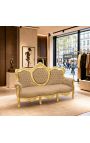 Barocksofa Samtstoff Taupe und Goldholz - 8