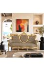 Barocksofa Samtstoff Taupe und Goldholz - 13