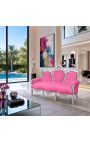 Barokk sofa fløyelsrosa og sølvtre - 9