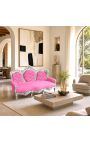 Barokna sofa baršun ružičasta i srebrno drvo - 13
