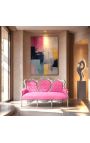 Baroque sofa velvet pink and silver wood - 12